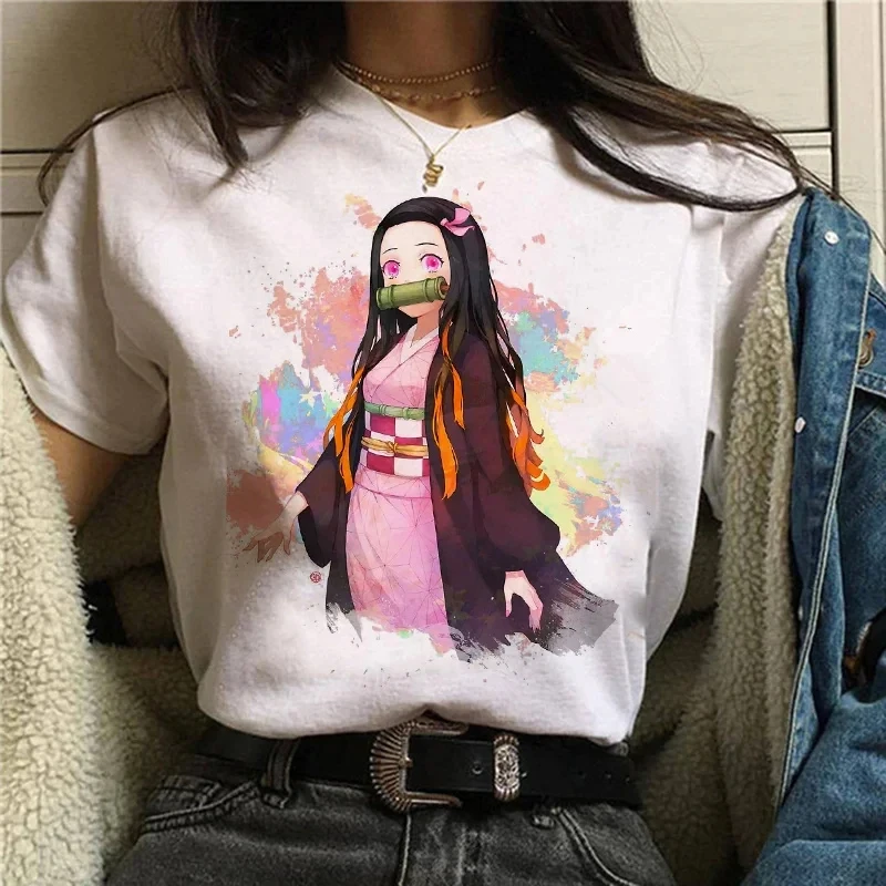 Demon Slayer Fashion Cotton T-shirt Women Kimetsu No Yaiba Nezuko T-shirt Women Tanjirou T-shirt  Anime Manga Trendy T-shirt