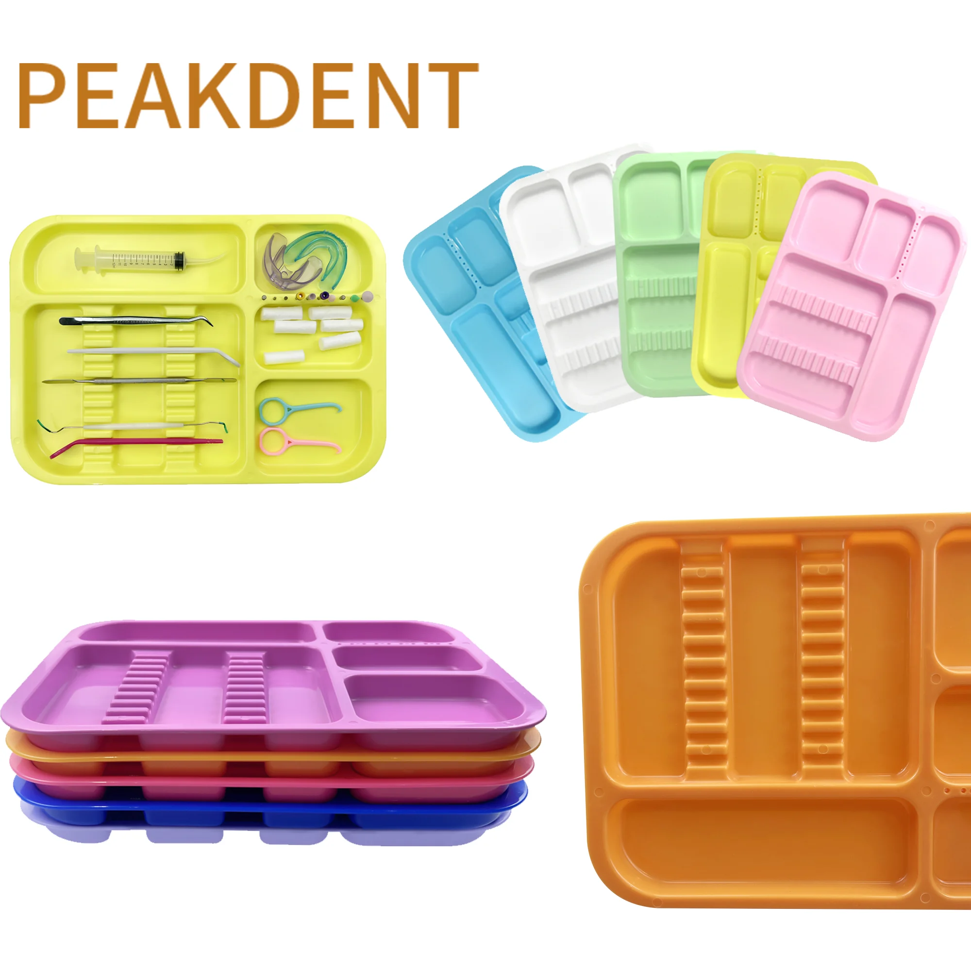 Medical Dental Tray For Instruments Autoclaveble Plastic Trays Tray Divided Placement Box Colorful Plastic Trays Dentist Tool