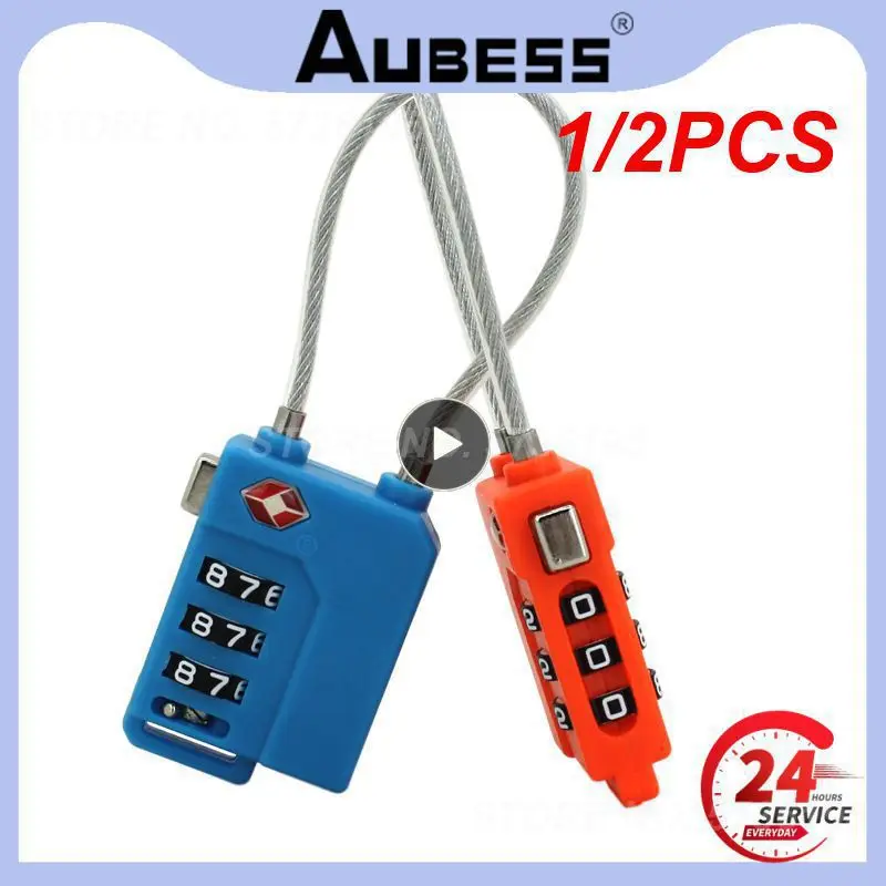 1/2PCS Luggage Combination Lock Portable TSA Approved Security Cable Luggage Lock 3-Digit Combination Password Lock Padlock