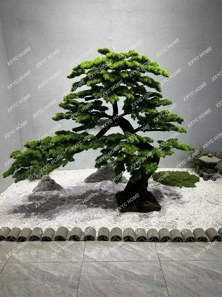 A  Artificial Greeting Pine New Chinese Style Landscape Pine Indoor and Outdoor Fake Trees Shopping Mall Decoration Ornaments