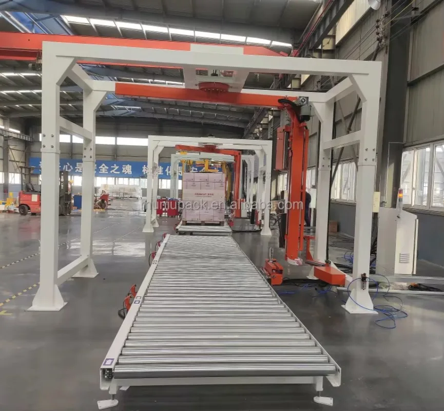 Fully Automatic Rotary Arm Pallet Stretch Wrapping Machine 402 Model Orbital Pallet Wrapper LLDPE Stretch Film Wrapping Machine