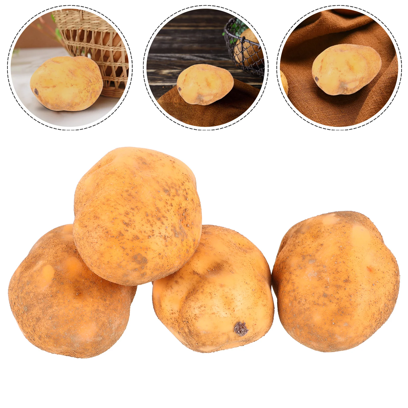 4 Pcs Simulation Food Model Simulated Potato Vegetables Artificial Ornaments Pretend