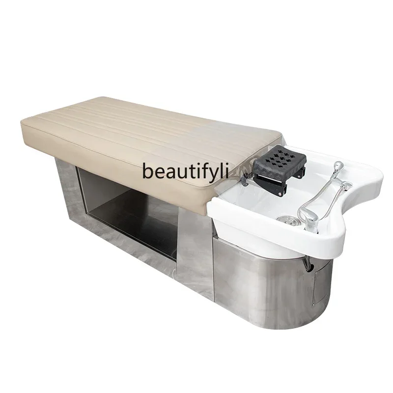 

Head Therapy Shampoo Chair Barber Shop Stainless Steel Ceramic Basin Beauty Salon Hair Care Massage Flushing Bed