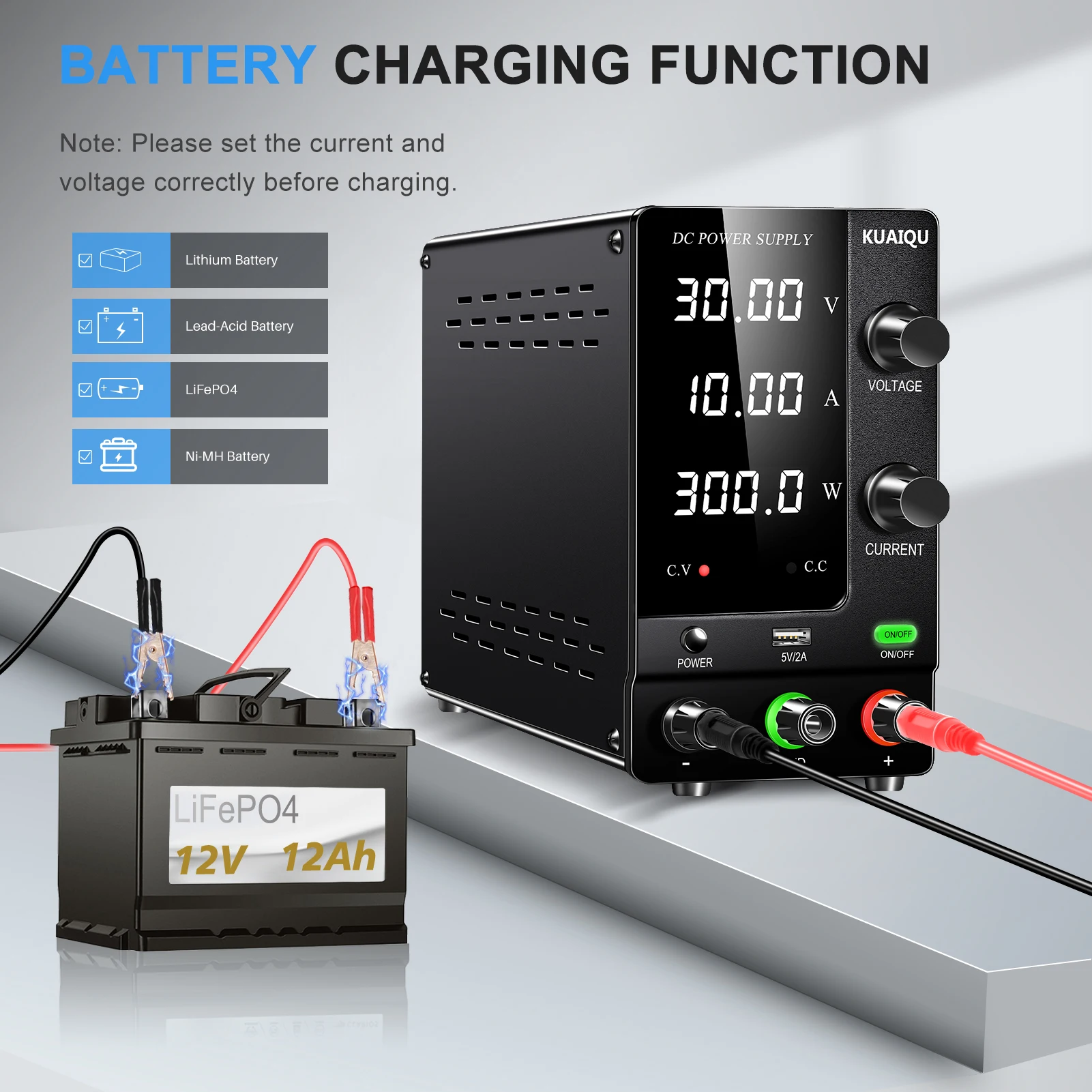 KUAIQU Einstellbare Stromversorgung für die Reparatur von Mobiltelefonen, 3,3V 5V 9V 12V 15V 19V 24V 28V 30V 60V 72V 120V Stabilisierte Labornetzquelle – Detail 29