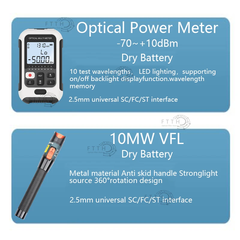 Imagem -03 - Kit de Fibra Óptica com Power Meter Visual Fault Locator Ftth Fiber Cleaver 10mw Fc6c Skl-6c