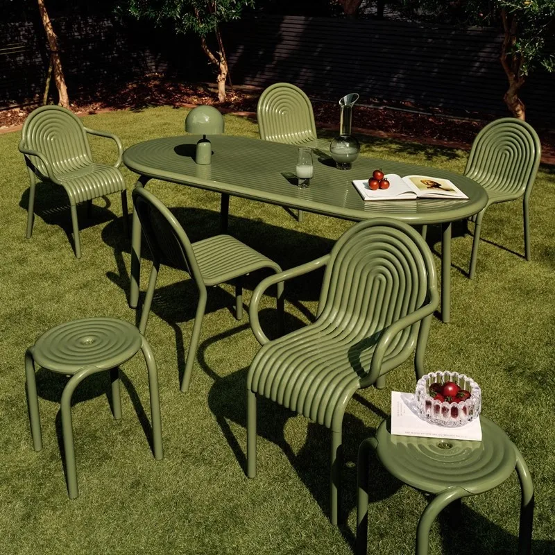 

!@Modern Durable Metal Outdoor Coffee Table Chair Set Internet Celebration Wizard Oz Ironwork for Villa Garden Balcony Leisure