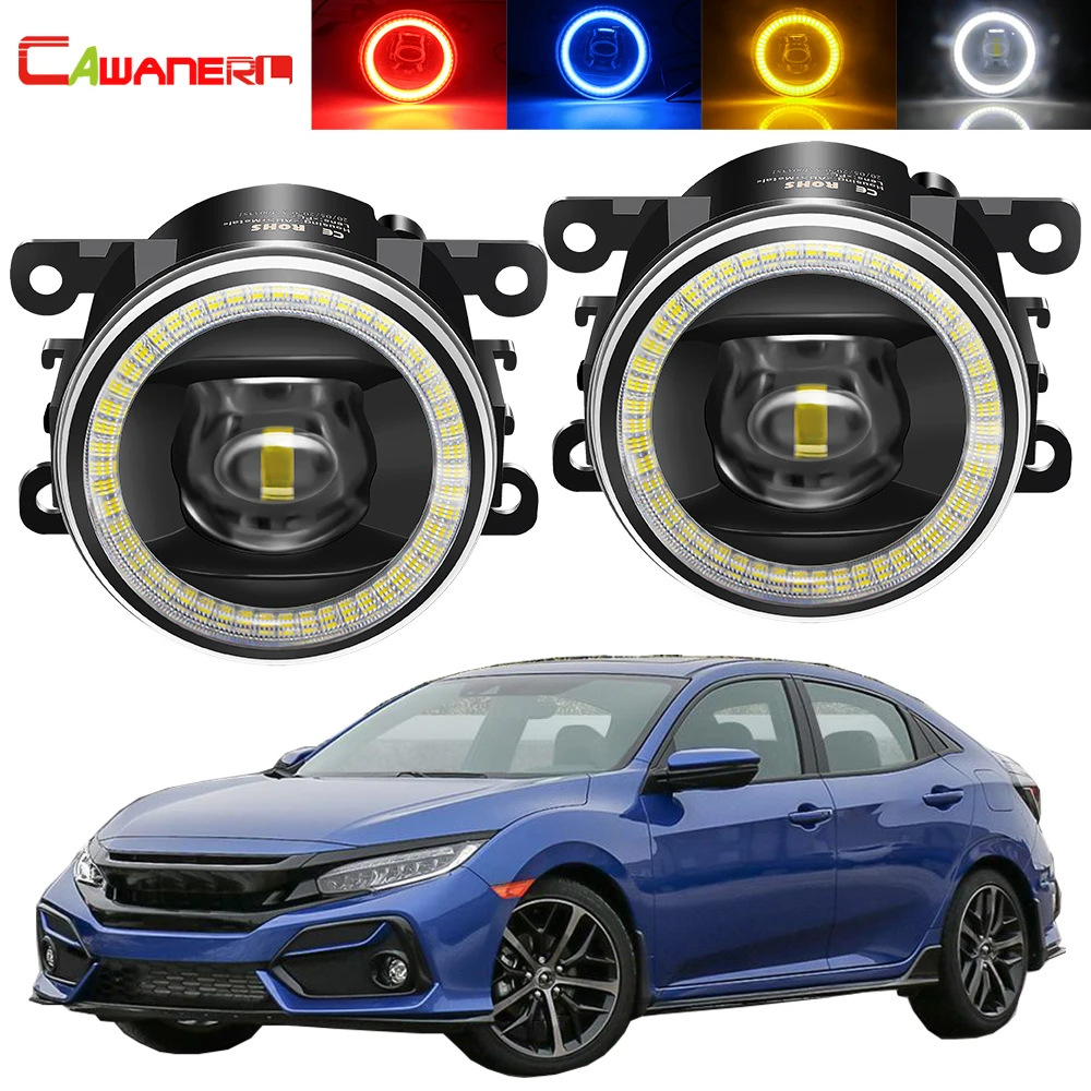 2 X Angel Eye Fog Light Assembly 40W Car LED Fog Daytime Running Lamp DRL 4000LM For Honda Civic 2016-2021 (including Type R)