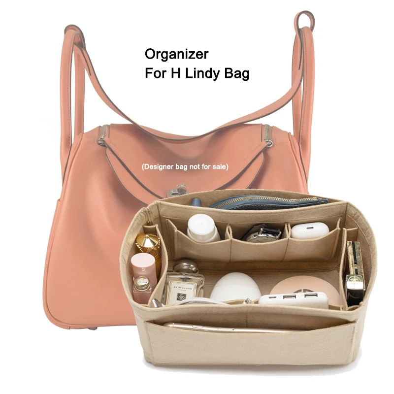 Bolsa organizadora de insertos de fieltro para Lindy Handbag Mini 26 30 34, bolsa de almacenamiento de cosméticos portátil interior de viaje de maquillaje para mujer, personalizada