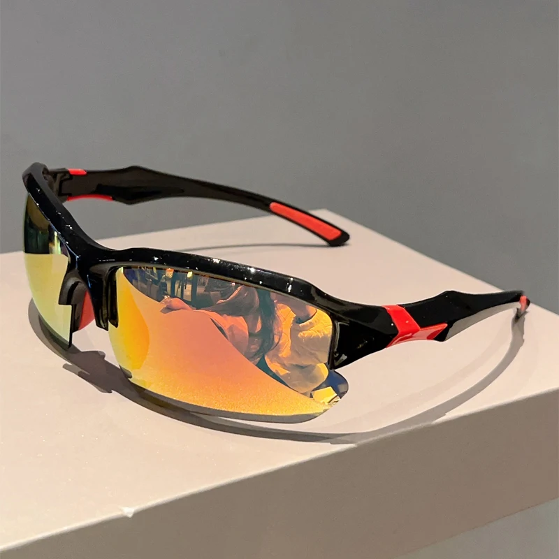 KAMMPT Eingewickelte Runde Sportbrille Männer Mode Halbrandlose Spiegel Schutz Sonnenbrille Frauen Outdoor Anti-UV Radfahren Shades