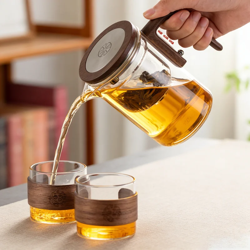 Высококачественный стеклянный чайник, заварочный чайник, 520-800 мл, чайник, разделение воды, внутренний магнит, магнитный переключатель в один клик, фильтрация чая