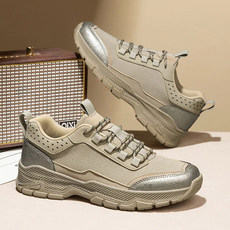 

NMen's Outdoor Hiking Shoes Anti Slip Thick Soled Hiking Shoes Comfortable and Durable Walking Boots, Gray Exercise Shoes Tennis