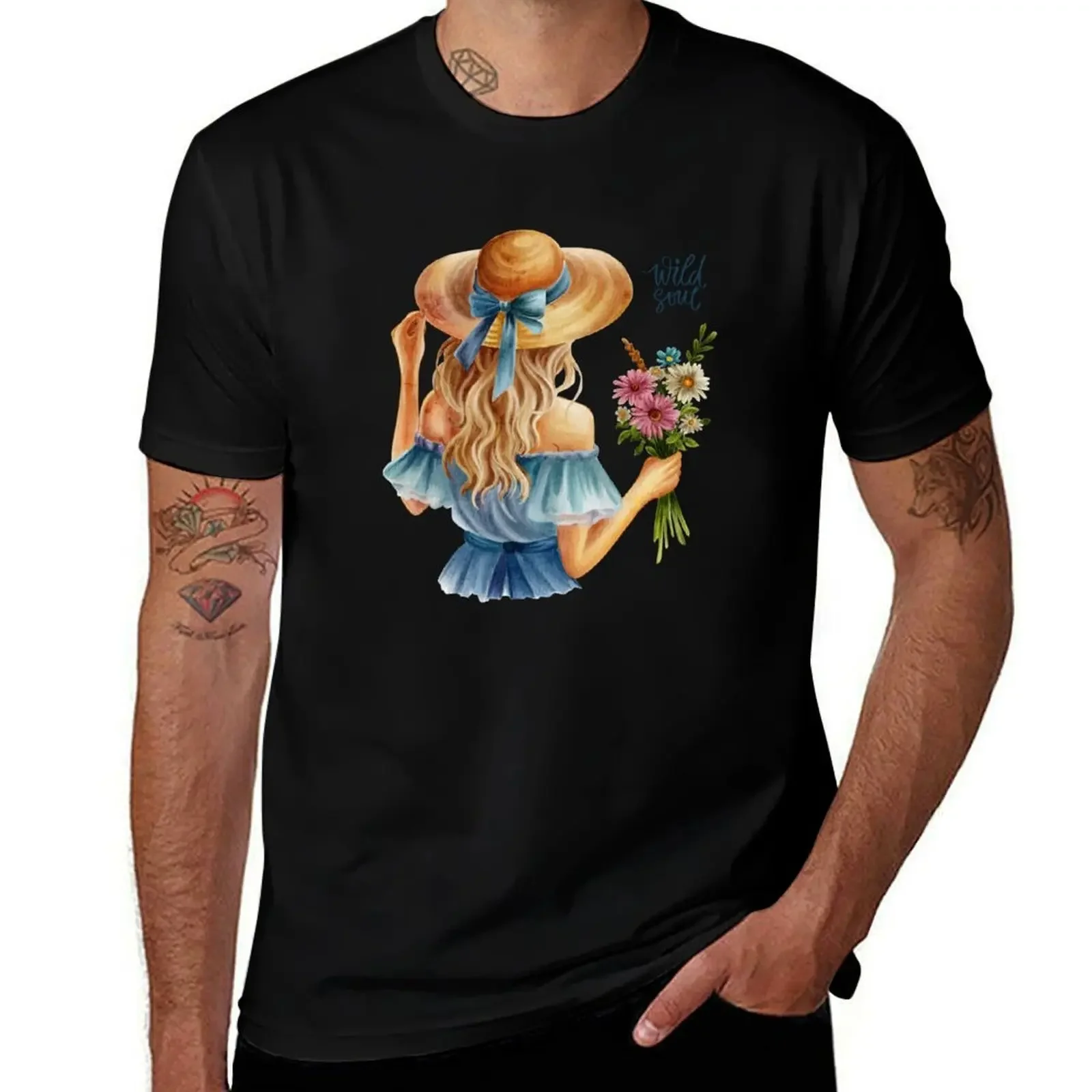 

Wild Soul - The Girl in Bloom T-Shirt quick drying oversize t-shirts man Blouse mens graphic t-shirts hip hop
