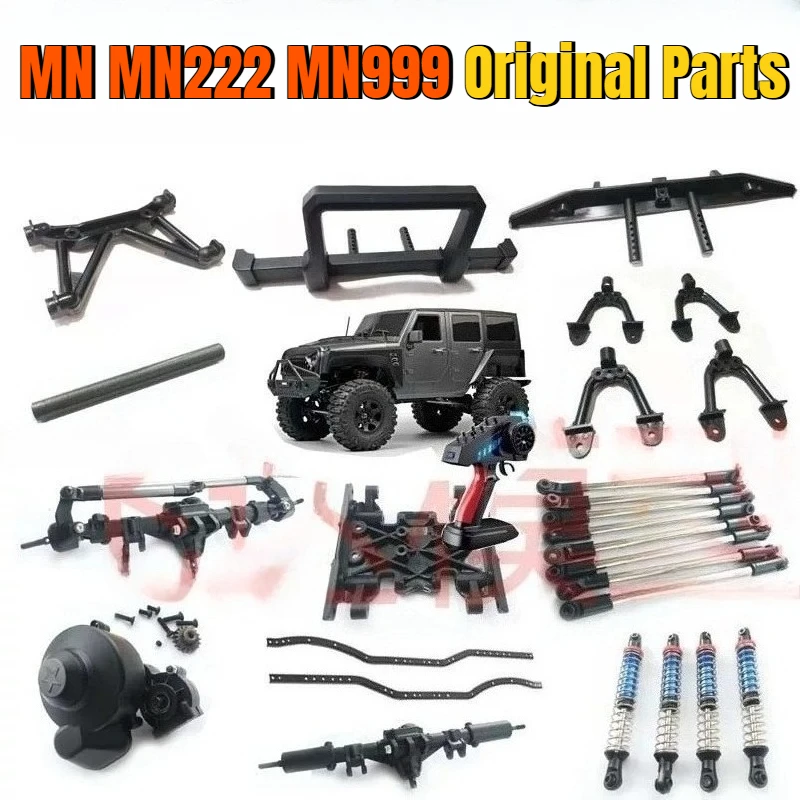 MN MN222 MN999 RC Car Parts SCX10 Accessories Original Tires Servo Shock Absorber Girder Front Bumper Pull Rod Wheel Hub Frame