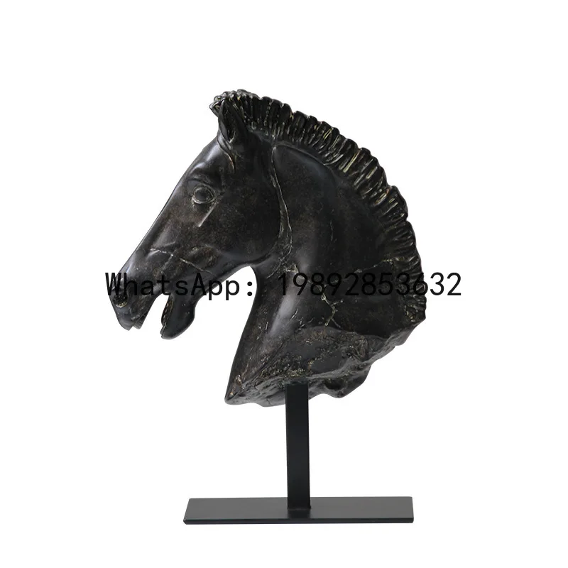 

PYJ modern simple wabi sabi medieval creative art horse head entrance TV cabinet decoration