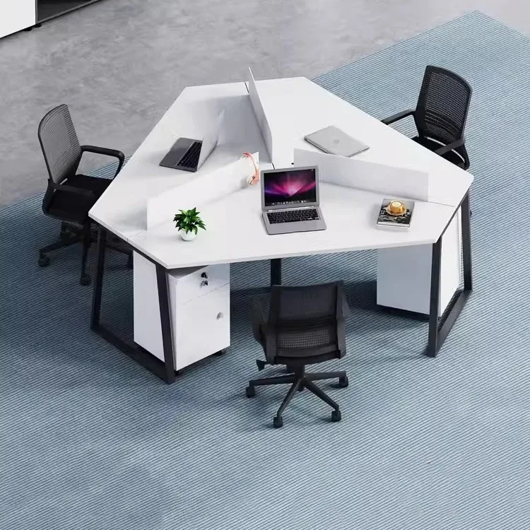 Special-shaped 3/6-person desk Creative staff Desk and chair combination screen Office workspace Staff desk Card space