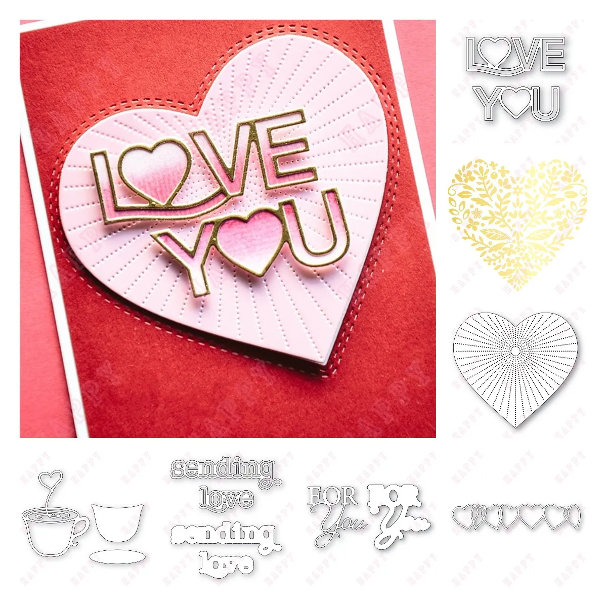 

Metal Cutting Dies Love You Mold Decoration For DIY Valentine's Day. Scrapbook Paper Craft Knife Mould Blissful Heart Hot Foil