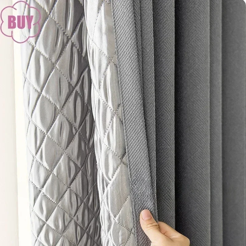 OLOEY Modern Curtains for Living Dining Room Bedroom Acoustic Cotton Linen Blackout Thickened Insulation Curtain Window Custom