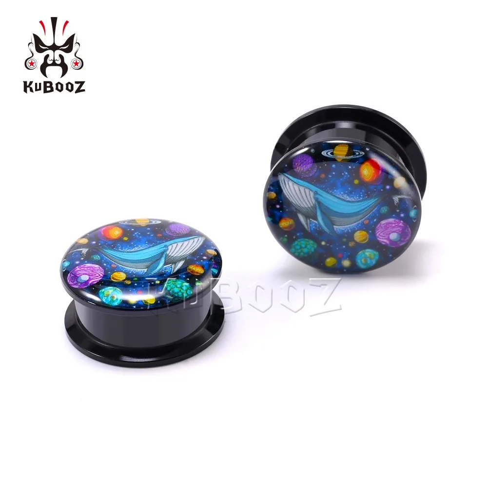 KUBOOZ Unique Acrylic Whale Colored Ball Ear Plugs Tunnels Body Piercing Jewelry Gauges Earring Stretchers Expanders 6-30mm 2PCS