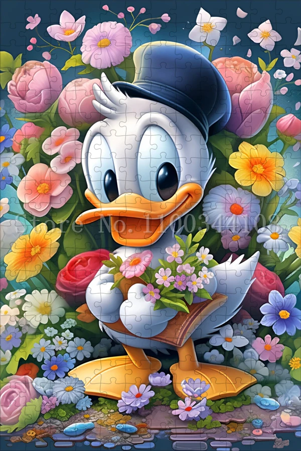 35/300/500/1000 Stück Disney Donald Ente Puzzles Cartoon Charakter Blumen Puzzles für Kinder Intelligenz Spiel Spielzeug