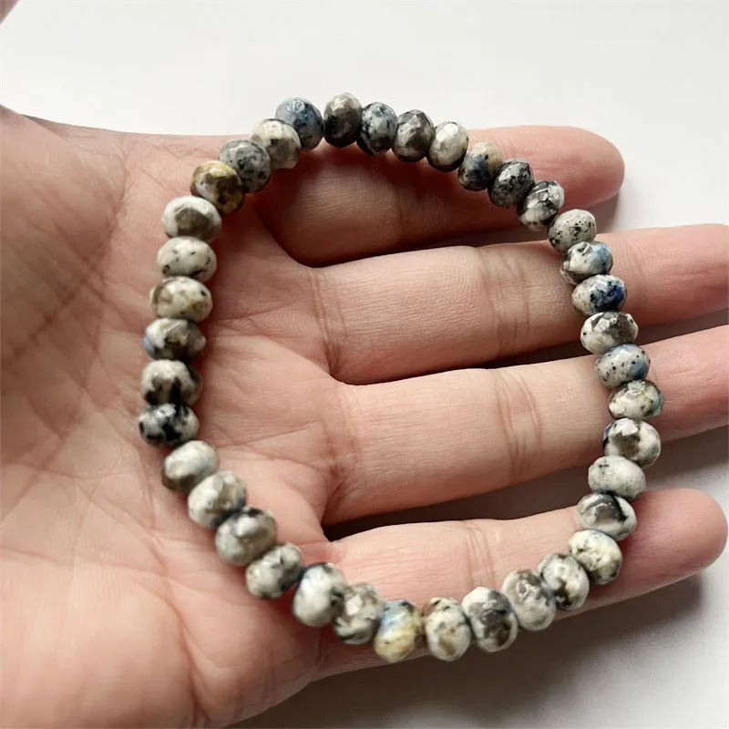 5*8MM Faceted K2 Jade Bracelet For Women Men Blue Natural Jasper Stone Beads Round Shape Relief School Student Friend Jewelry view 3