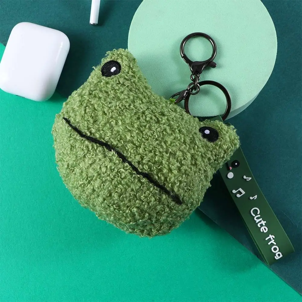 Girls Ladies Earphone Storage bag Lanyard pendant Couple Gift Mini Wallet Zipper Coin Purses Frog Plush Coin Bag Keychain