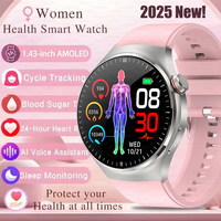 Women Medical Grade Health Smartwatch Physical Examination Blood Sugar Fat Heart Rate Uric Acid AMOLED Bluetooth Call Smartwatch