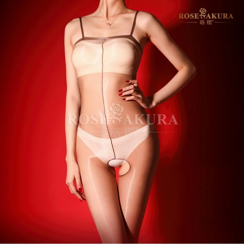 

Cherry Blossom8512Aurora Блестящие чулки на бретельках Сексуальное соблазнительное нижнее белье Цельное открытое черное блестящее