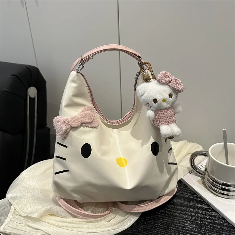 

Simple texture cartoon cute western-style Hello Kitty tote bag for women, large capacity temperament, commuting high-end feeling