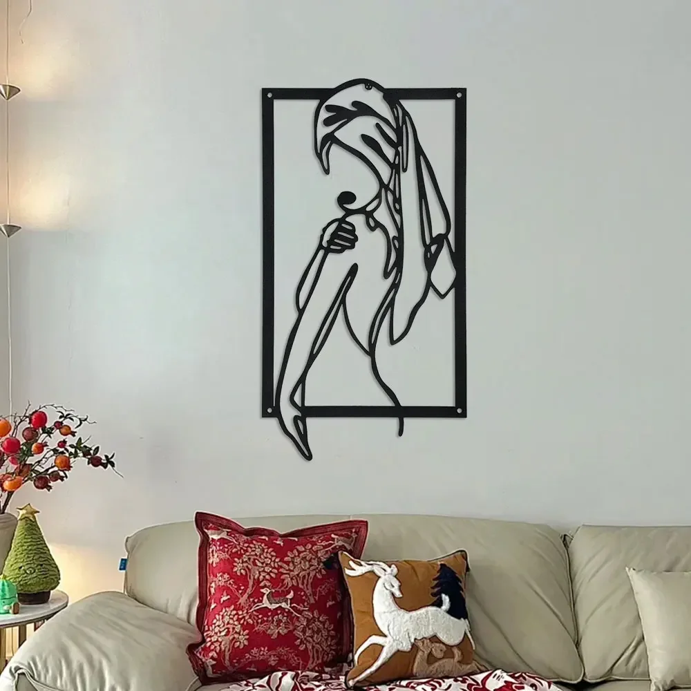 2D Wall Art Metal Wall Home Decor Woman Body Shape Art for Bathroom Decor Feminine Line Art Wall Decor Minimalist Line Art Home