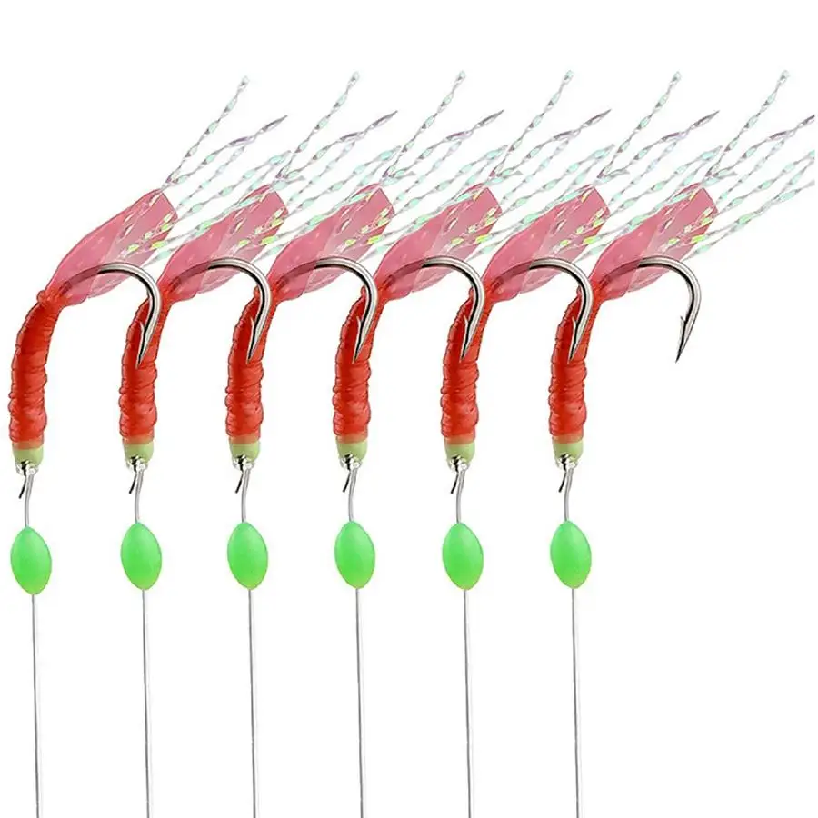 5Pack Fishing Wobbler Sabiki Bait Rigs & Luminous Bean Fishing Hooks Ocean Fly Saltwater Glow-in-Dark Rigs