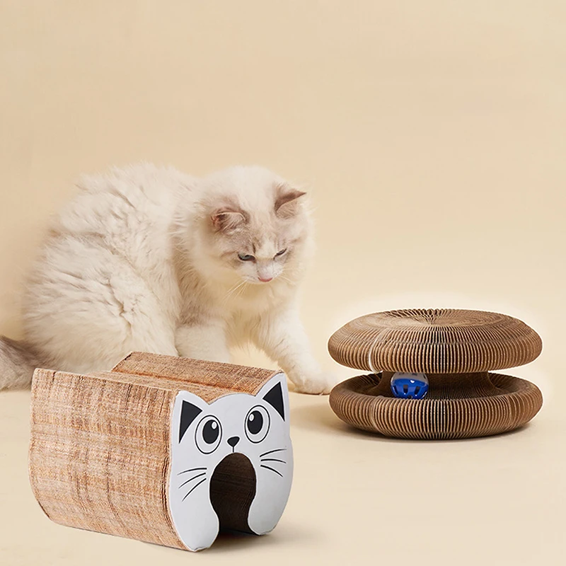 Foldable Cat Scratch Board Interactive Toy Cat Scratching Corrugated Board Magic Organ Cat Scratcher Interactive Toy