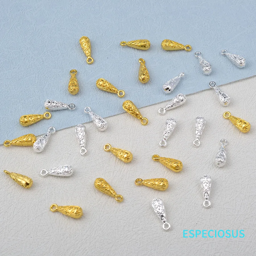 Silver And Gold Color Plated Alloy Drop Shape Charms Handmade Pendants Water Spacer For Bracelet DIY Jewelry Accessories 20pcs