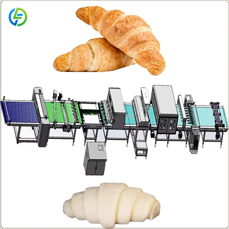 Industrial Fully Automatic Crispy Croissant Bread Making Machine Production Line for Food Plant FL Customized