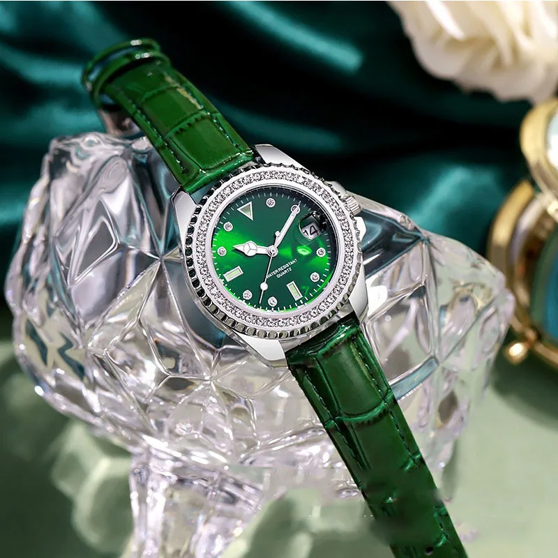 Live Stream Klein Groen Horloge Dameshorloge Quartz Dameshorloge Luxe Hoogwaardig Waterdicht-Embe