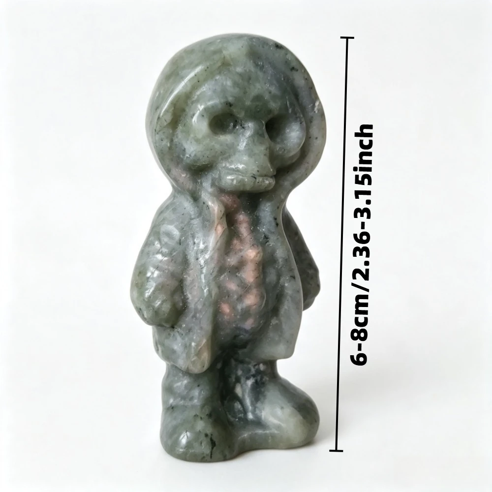 Natural Crystal Hooded Skeleton Figurine Desktop Tabletop Decoration Home Ornament Collectible Gift for Crystal Enthusiasts
