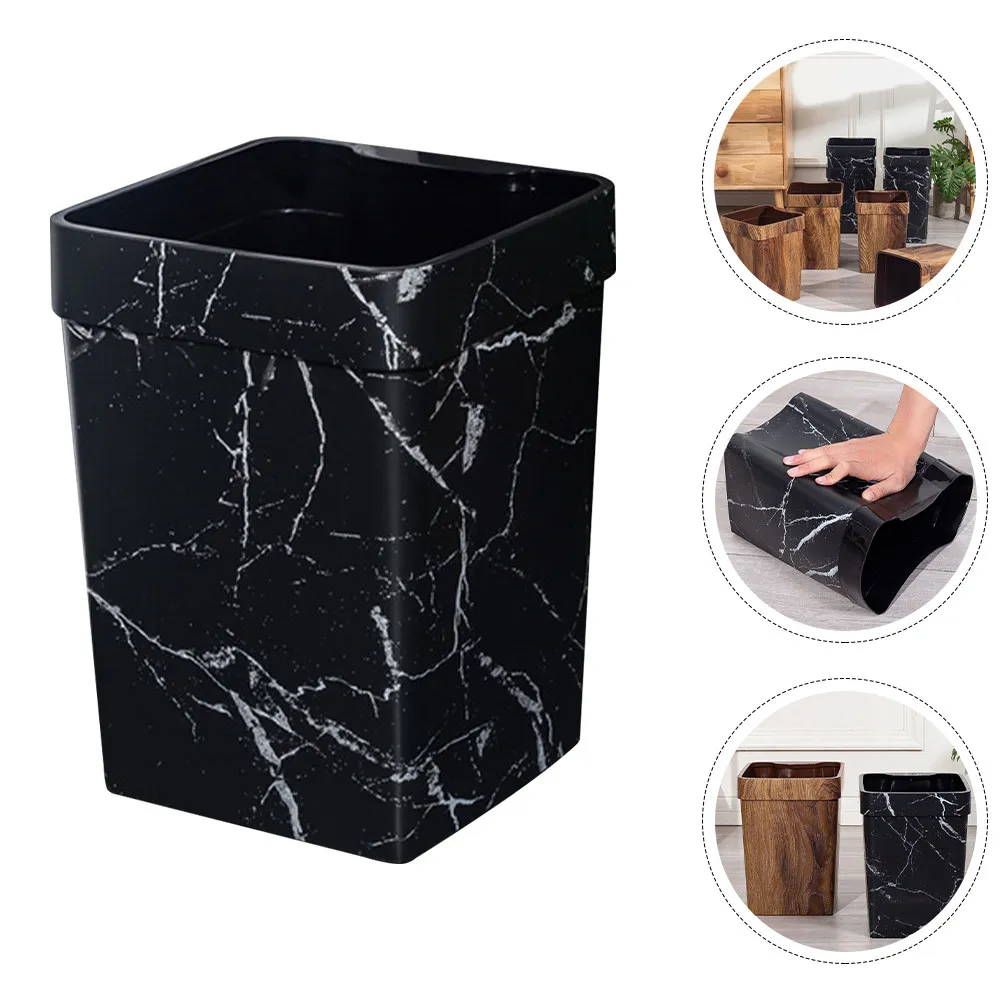 

Large Marble Texture Plastic Trash Can for Home Bathroom Bedroom Kitchen Office Decorative Waste Bin Lightweight Garbage