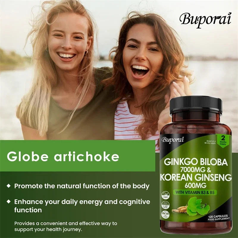 Ginkgo  Biloba and Korean Ginseng - Supports Maximum Strength and Energy, Immune Health Supplement, Vitality, Stamina, Strength