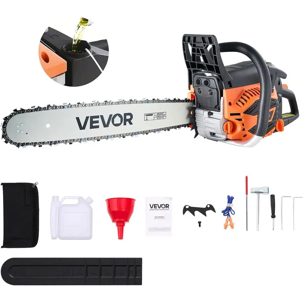 

20inch 62CC Gas Powered Chainsaw, 3.8 HP 2 Ste Engine Gas Power Chainsaws with Non-Slip Handle, Gas Chainsaws with Dual uel Tank