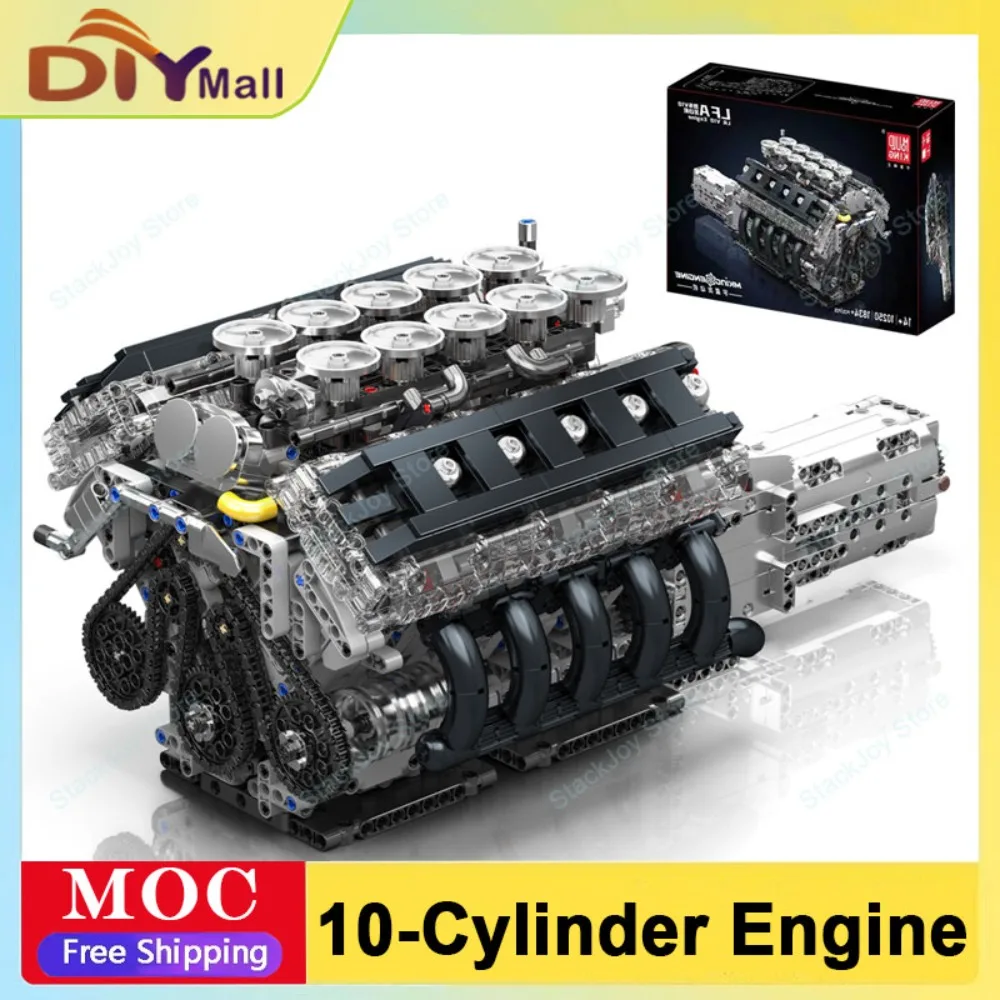MOLD KING 10250 coche de carreras V10 Kit de bloques de construcción de motor modelo de simulación motorizado juguete de vástago técnico para vehículo deportivo LF