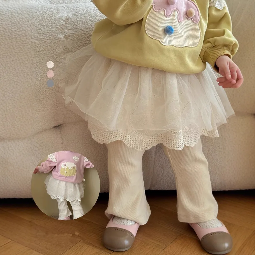 New Baby Girls Leggings Lace Princess Skirt-pants Spring Autumn Children Skirt Trousers for 1-4 Years Kids Clothes