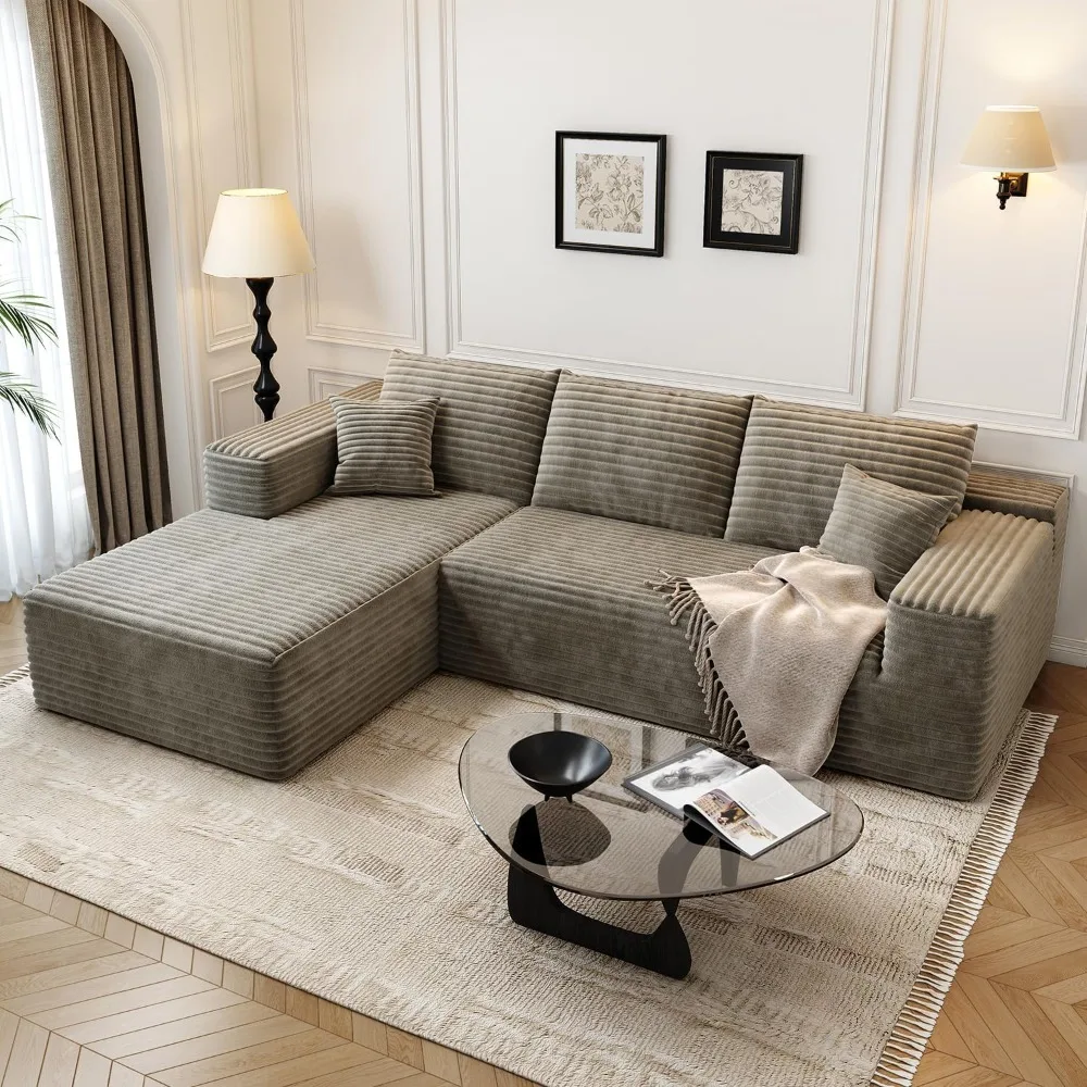 

107.5" Cloud Modular Sectional Sofa Couch with L-Shape Chaise,Modern Minimalist Upholstered Couches for Living Room Bedroom.