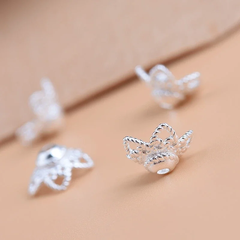 

10pcsHandmade diy pearl-piercing crystal diaphragm S925 sterling silver 7.8 mm flower beads, bracelet flower hat accessories