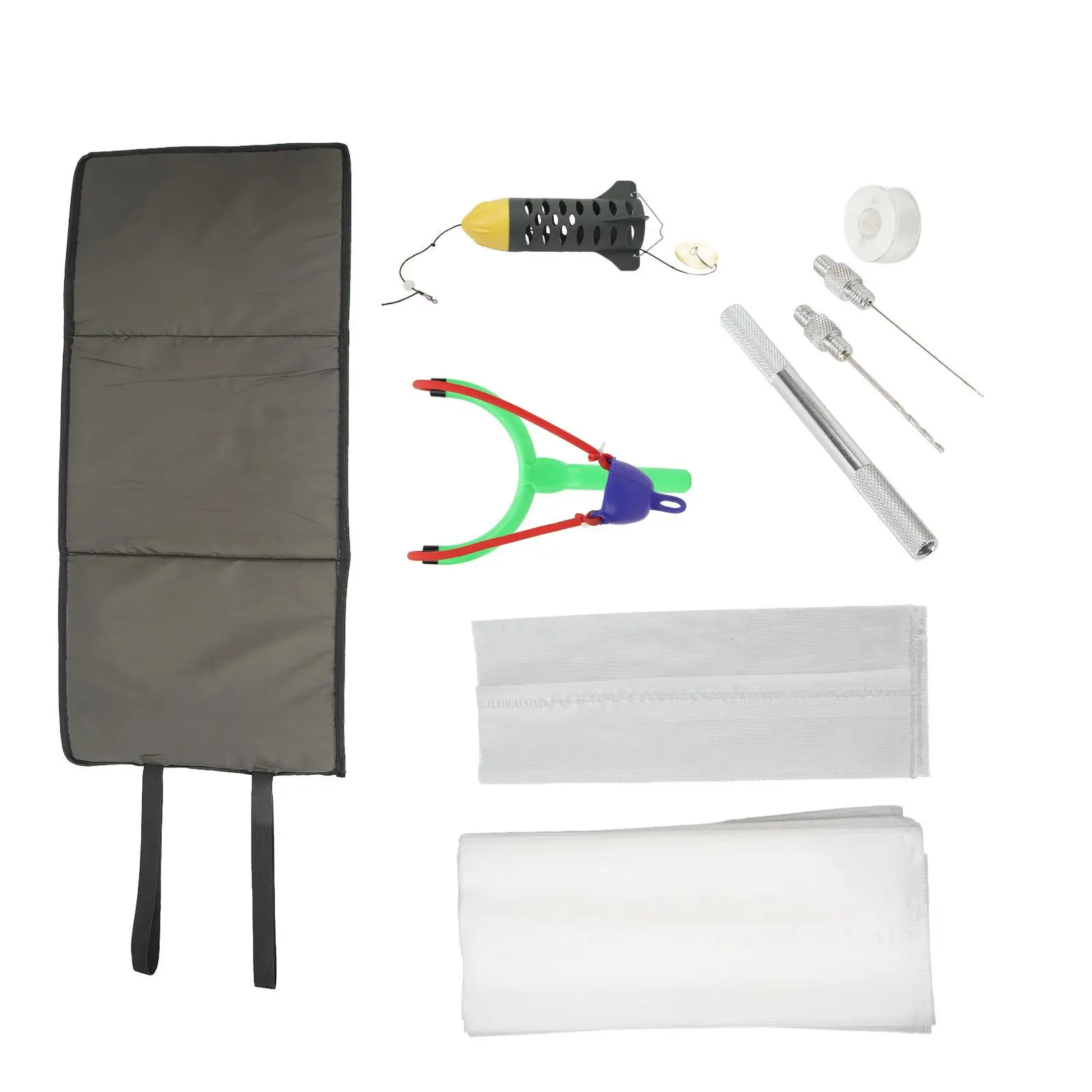 20m Carp Fishing Kit with Bait Needle, Unhooking Mat, Water Soluble Bags - Bait Casting Slingshot