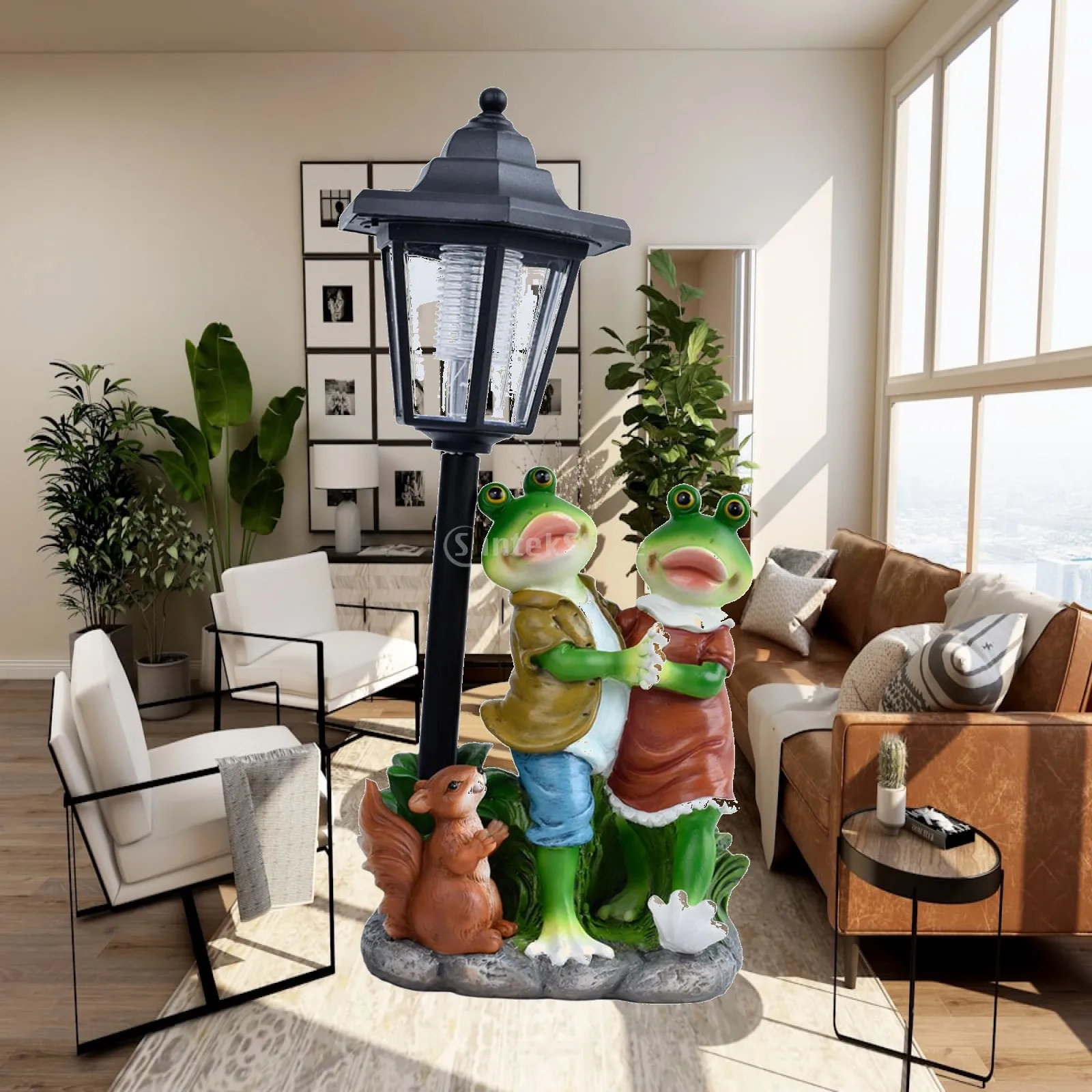 Garden Frog Statue Solar Post Lamp Solar Powered Garden Craft Adorable Resin