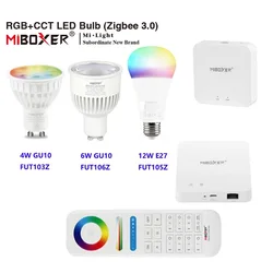 Miboxer Zigbee 3.0 RGBCCT LED Bulb FUT105ZR E27 12W FUT103ZR 4W FUT106ZR 6W GU10 WiFi Lamp APP Amazon Voice Control AC110V-220V