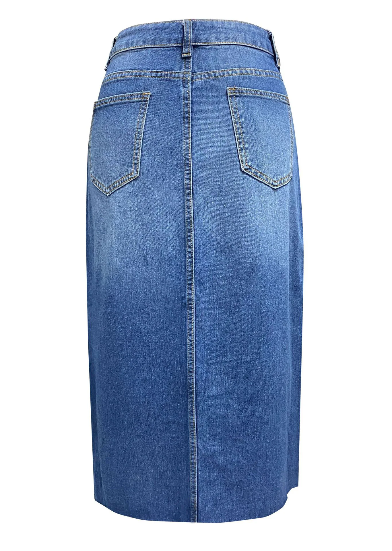 

2025 new split denim skirt women's high-waisted washed American A-line skirt mid-length