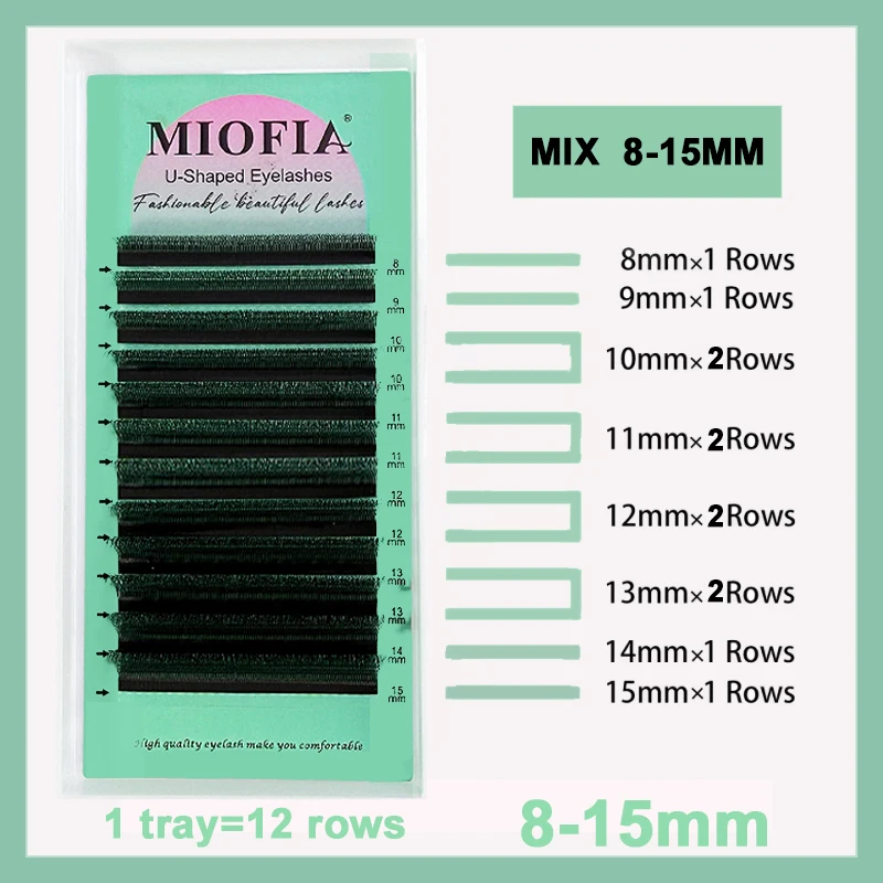 MIOFIA U-شكل ثلاثية الأبعاد 4D 5D الرموش ملحقات 8-15 مللي متر الطبيعية لينة U جلدة قسط المنك البرازيلي Cilios المنك الرموش الصناعية