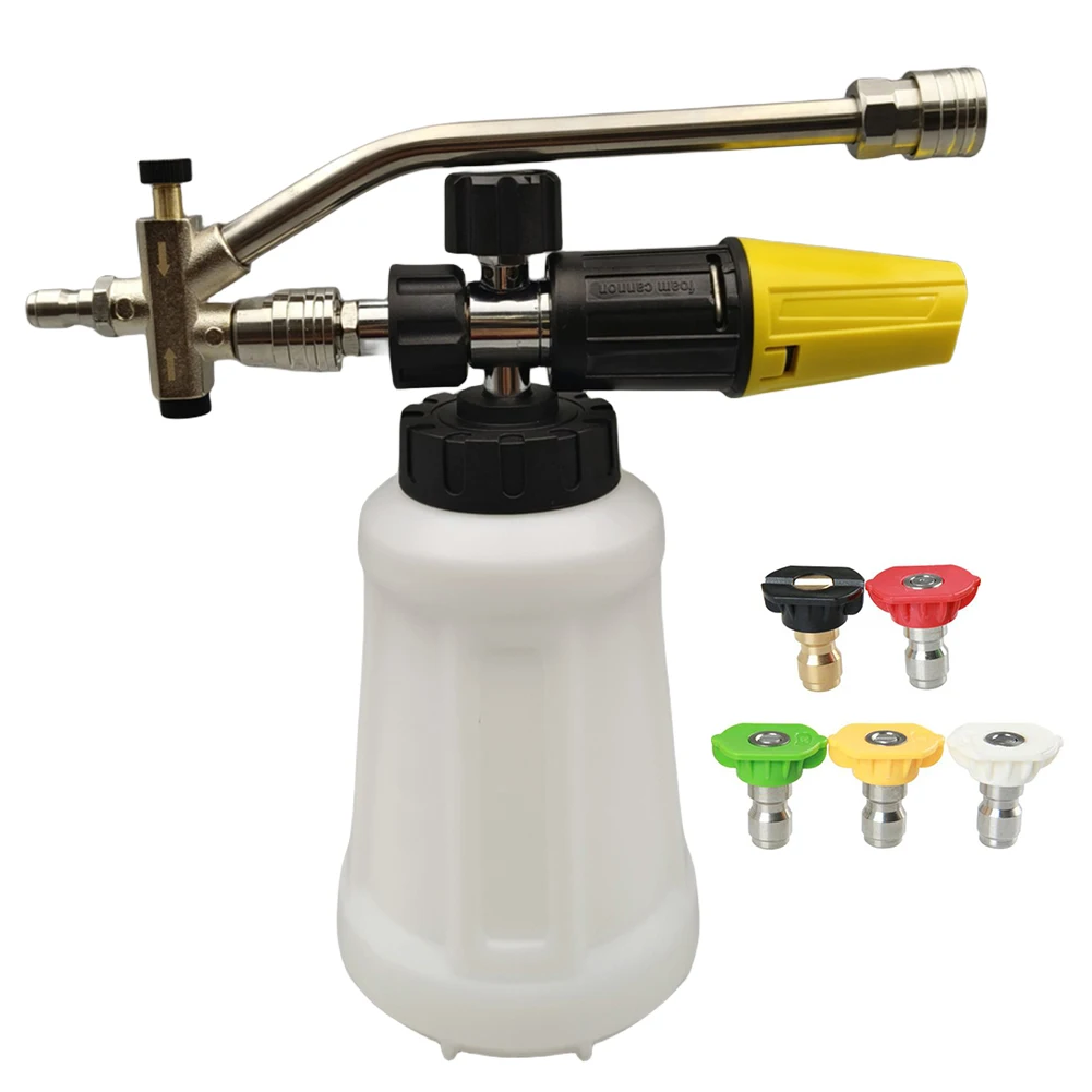 Dual Valve Foam Gun Dual Valve 1/4 Quick Connect Dual Valve Snow Foam Spray Gun with Colorful Nozzle Foam Generator Accessories