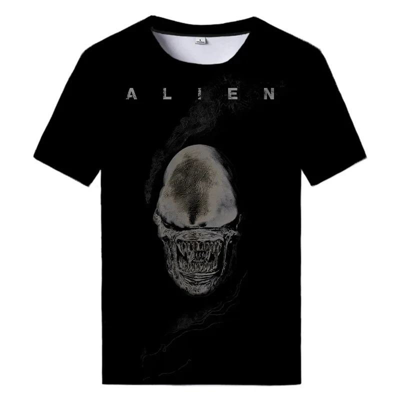 Summer New Alien Art 3D Print T-shirt For Men Clothing Daily Casual T-shirt Horror Alien Movie Graphic Harajuku Tops Tee Shirts