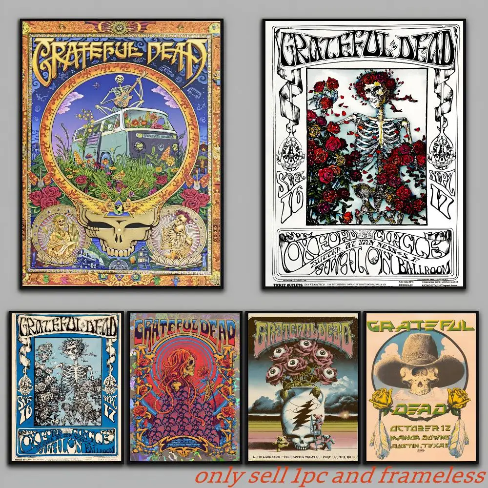 Grateful Dead Band Retro Psychedelic Poster Painting Prints Wall Art Picture Film Room Home Bar Cafe Decor Home  Mural